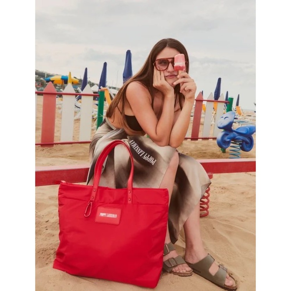 Poppy Lissiman Teeto Tote Women Large Cherry Red Nylon Shoulder Bag Tomato Girl